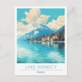 Lake Annecy France Vintage Travel Postkarte (Vorderseite)