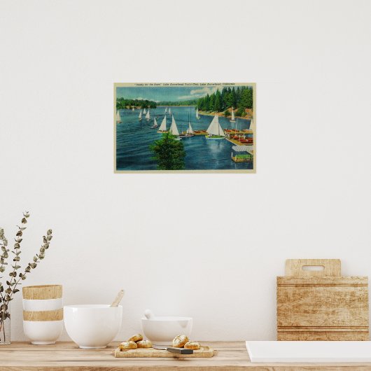 Lake Arrowhead, CA Yacht Club Racing Poster (Küche)