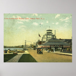 Lake Avenue, Asbury Park, NJ 1909 Vintag Poster