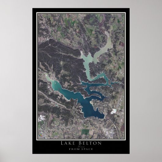 Lake Belton Texas Satellite Poster Karte (Vorne)