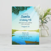 Lake Birthday invitation template River bday Einladung (Stehend Vorderseite)