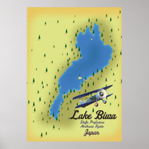 Lake Biwa Japan Landkarte Poster