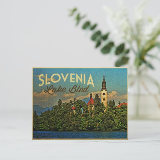 Lake Bled Slovenien Postkarte (Stehend Vorderseite)
