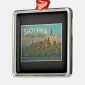 Lake Bled Slovenien Silbernes Ornament (Links)