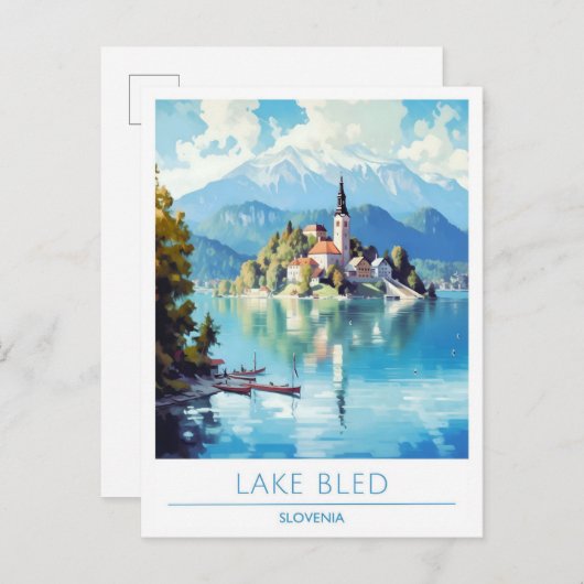 Lake Bled Slovenien Vintage Travel Postkarte (Vorne/Hinten)