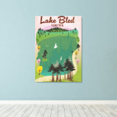 Lake Bled Vintages Reiseplakat Slowenien Leinwanddruck (Insitu (Holzboden))