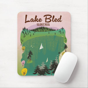 Lake Bled Vintages Reiseplakat Slowenien Mousepad