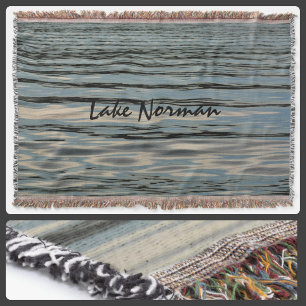 Lake Blue Beige Black Customizable Decke