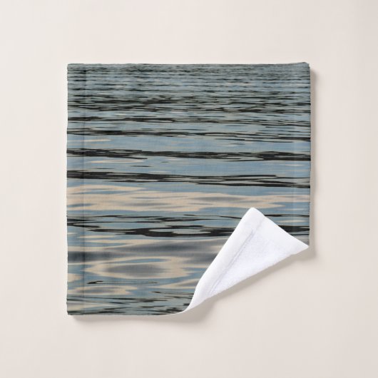 Lake Blue Beige Wavy Streifen Badhandtuch Set (Waschlappen)