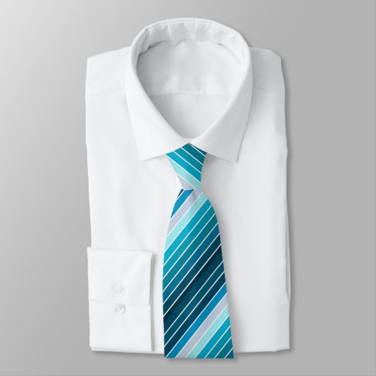 Lake Blue Stripes Herren Mode Krawatte (Gebunden)