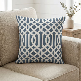 Lake Blue und White Trellis Pattern Kissen