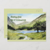 Lake Buttermere, England Aquarellmalerei Postkarte (Vorne/Hinten)