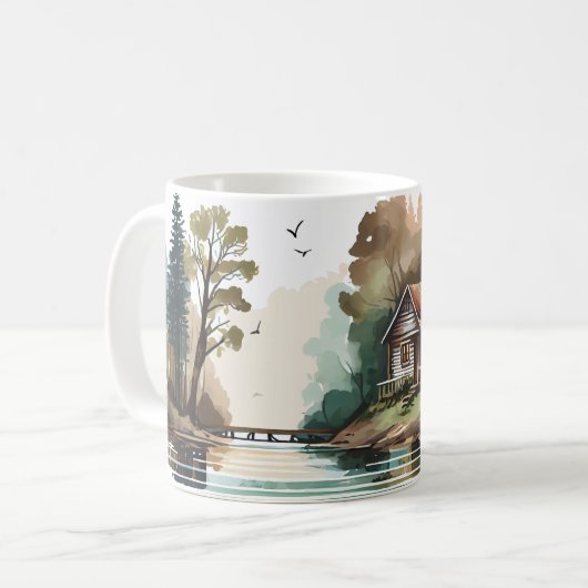 Lake Cabin Camper Fun Summer Kaffeetasse (Vorderseite Links)