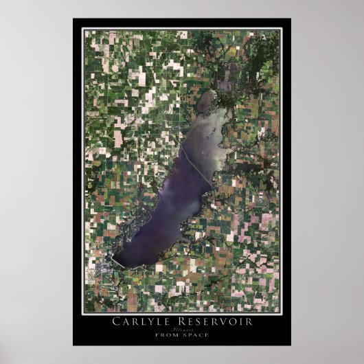 Lake Carlyle Illinois Satellite Poster Karte (Vorne)
