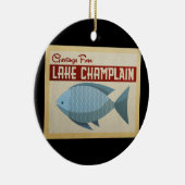 Lake Champlain Fish Vintage Travel Keramik Ornament (Rechts)