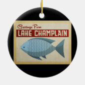 Lake Champlain Fish Vintage Travel Keramik Ornament (Hinten)