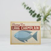 Lake Champlain Fish Vintage Travel Postkarte (Stehend Vorderseite)