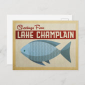Lake Champlain Fish Vintage Travel Postkarte (Vorne/Hinten)