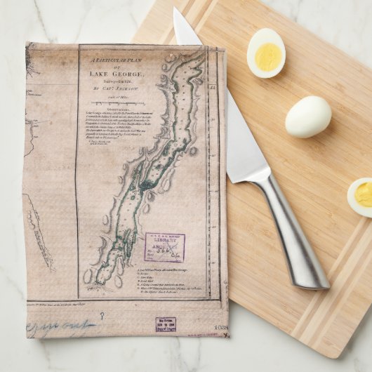 Lake Champlain Lake George Crown Point Map (1776) Küchentuch (Viertel Falte)