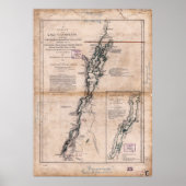 Lake Champlain Lake George Crown Point Map (1776) Poster (Vorne)