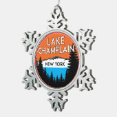 Lake Champlain New York Schneeflocken Zinn-Ornament (Rechts)