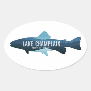 Lake Champlain New York Vermont Fisch Ovaler Aufkleber
