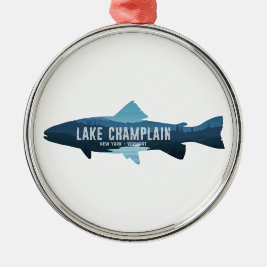 Lake Champlain New York Vermont Fish Ornament Aus Metall (Vorne)