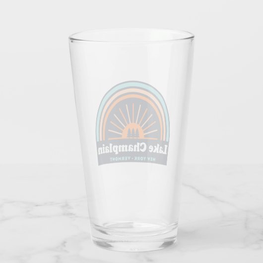 Lake Champlain New York Vermont Rainbow Glas (Rückseite)