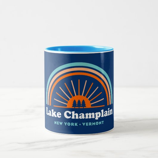 Lake Champlain New York Vermont Rainbow Zweifarbige Tasse (Mittel)