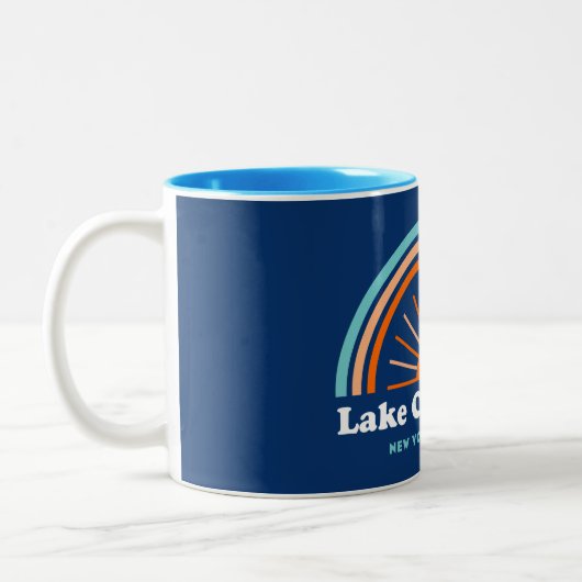 Lake Champlain New York Vermont Rainbow Zweifarbige Tasse (Links)