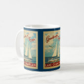 Lake Champlain Sailboat Vintage Travel Kaffeetasse (Vorderseite Links)