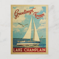 Lake Champlain Sailboat Vintage Travel
