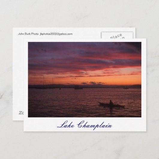 Lake Champlain Sunset Paddler Postkarte (Vorne/Hinten)