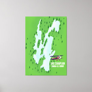 Lake Champlain USA Canada Map Poster Leinwanddruck
