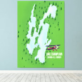 Lake Champlain USA Canada Map Poster Leinwanddruck (Insitu (Holzboden))