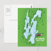 Lake Champlain USA Canada Map Poster Postkarte (Vorne/Hinten)