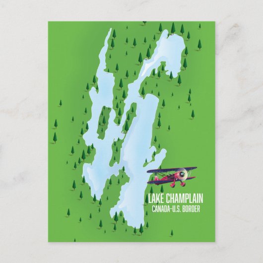Lake Champlain USA Canada Map Poster Postkarte (Vorderseite)