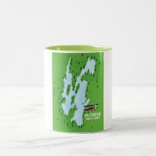 Lake Champlain USA Canada Map Poster Zweifarbige Tasse
