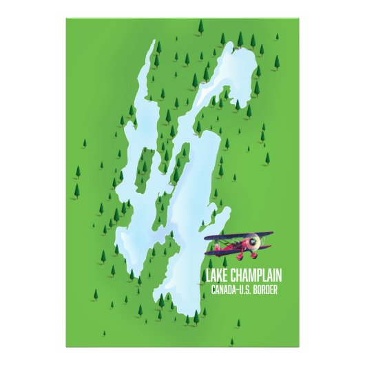 Lake Champlain USA Kanada Kartenposter Fotodruck (Vorne)