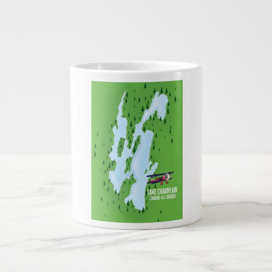 Lake Champlain USA Kanada Kartenposter Jumbo-Tasse (Vorderseite)