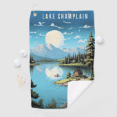 Lake Champlain, Vermont Illustration, Golfhandtuch (Insitu)