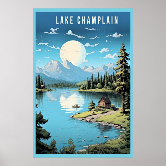 Lake Champlain, Vermont Illustration, Poster (Vorne)