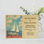 Lake Champlain Wedding Einladung Sailboat (Stehend Vorderseite)