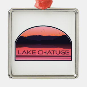 Lake Chatuge North Carolina Georgia Roter Sonnenau Ornament Aus Metall