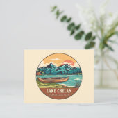 Lake Chelan Washington Boating Fishing Emblem Postkarte (Stehend Vorderseite)