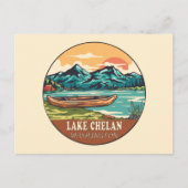 Lake Chelan Washington Boating Fishing Emblem Postkarte (Vorderseite)