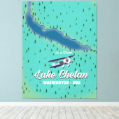 Lake Chelan Washington Karte Leinwanddruck (Insitu (Holzboden))