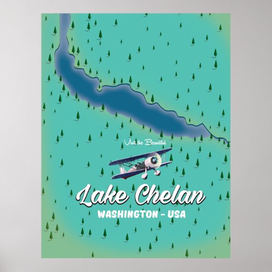 Lake Chelan Washington Karte Poster (Vorne)