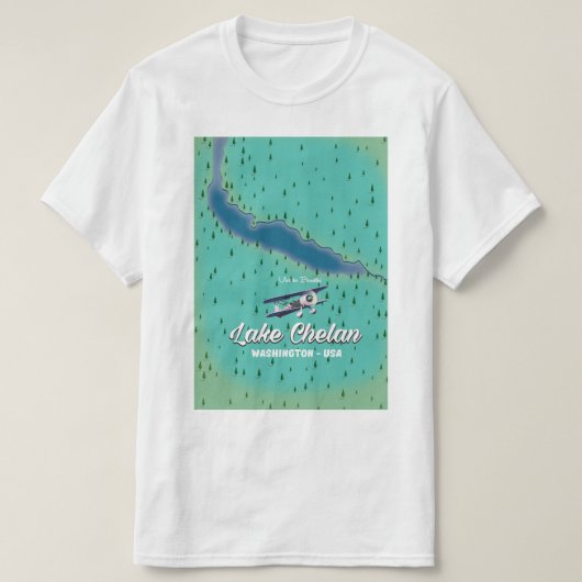 Lake Chelan Washington Karte T-Shirt (Design vorne)