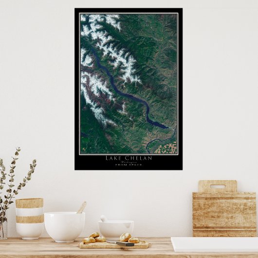 Lake Chelan Washington Satellite Poster Map (Küche)